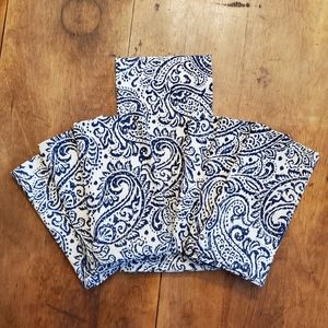 Blue White Paisley Print Napkins & Kitchen Towel Set